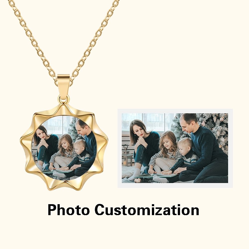 Personalized Geometric Cubic Polygon Photo Necklace Birthday Mother's Day Memorial Gift for Her