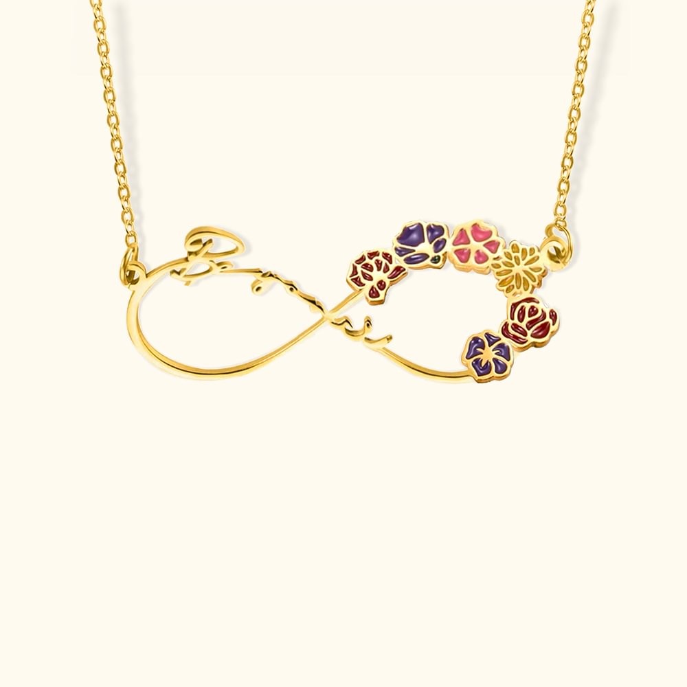 Personalized Infinity Birth Flower Necklace with Name Birthday Anniversary for Women