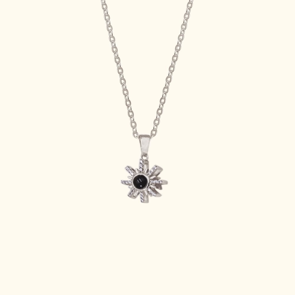 Personalized Snowflake Photo Projection Necklace with Zircon Birthday Anniversary Gift for Her