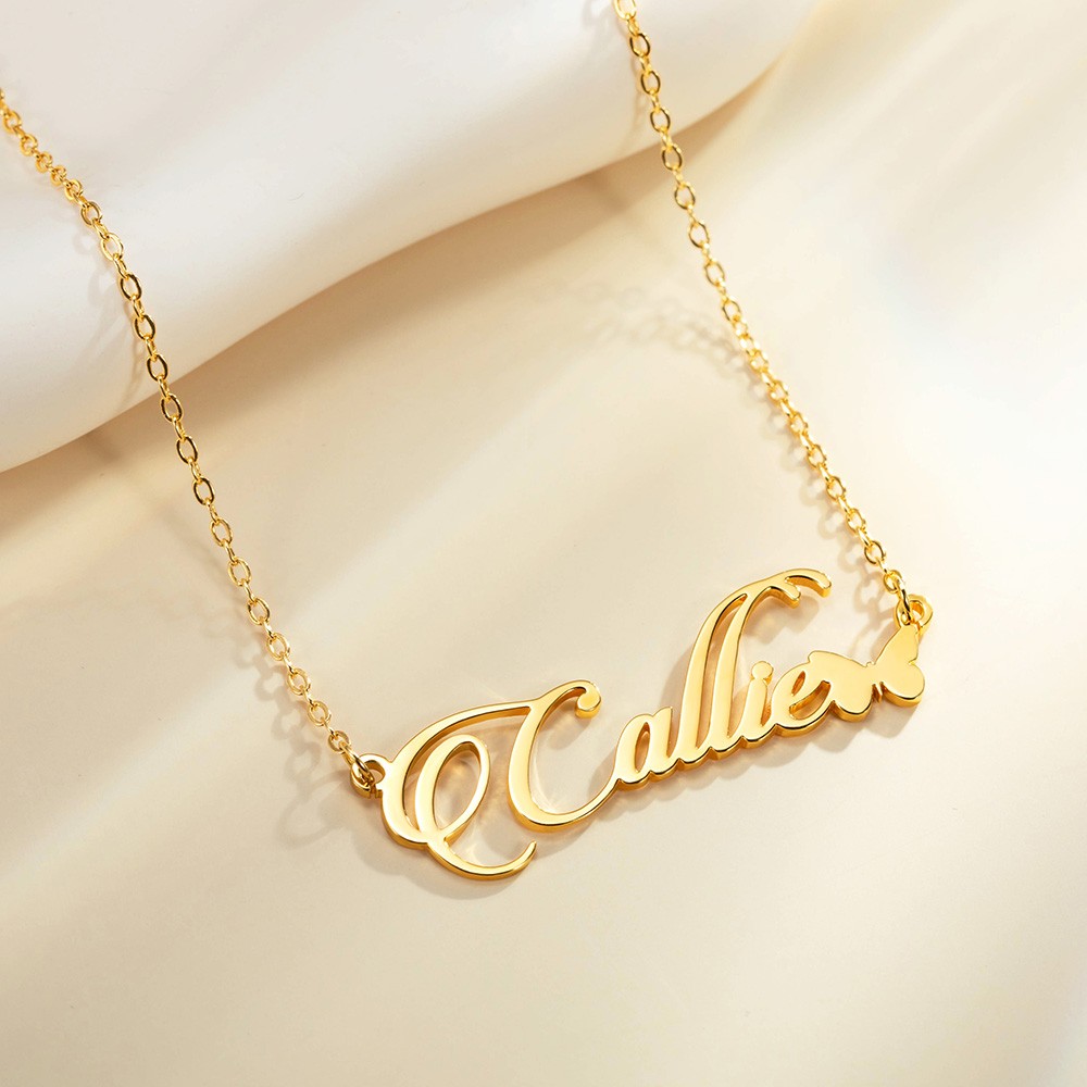 Personalized Dainty Butterfly Name Pendnat Necklace Valentine's Day Birthday Anniversary Gift for Women Girls