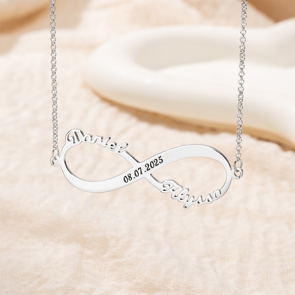 Custom Infinity Necklace With 2 Names And Date | Callie