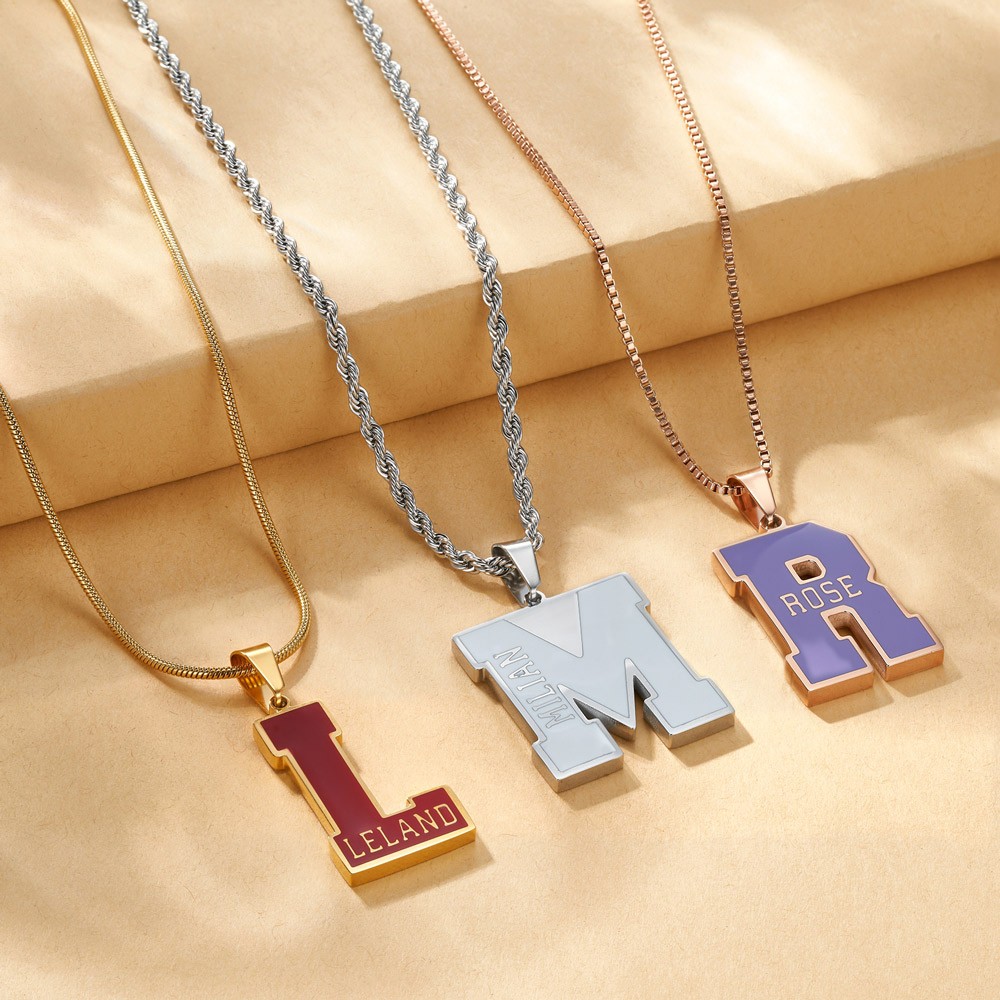 Personalized Multicolor Enamel Initial Necklace with Name Birthday Anniversary Gift for Family