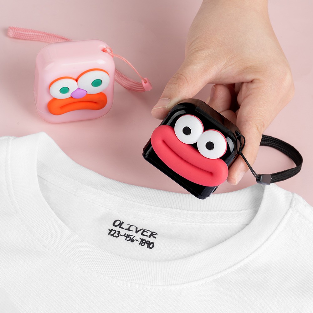 Personalized Cute Cat Fish Flower Fabric Clothing Self-Inking Stamp with Name and Number Daily Use Birthday Gift for Kids Mother Grandmother