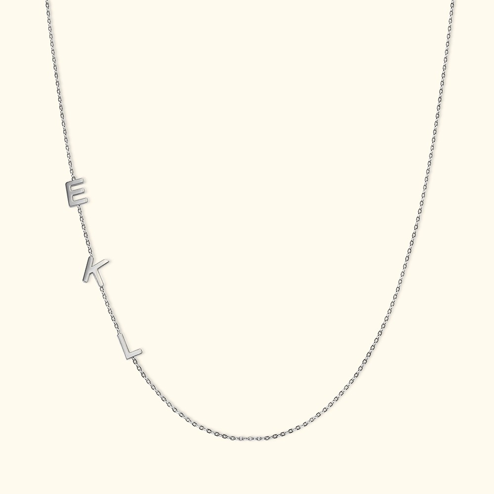 Personalized Sideways Initial Necklace In Silver