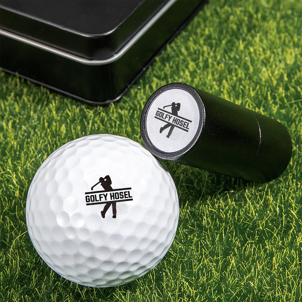 Personalized Golf Elements Monogram Design Golf Ball Stamp with Metal Storage Box Golf Accessory Birthday Sports Gift for Golf Players