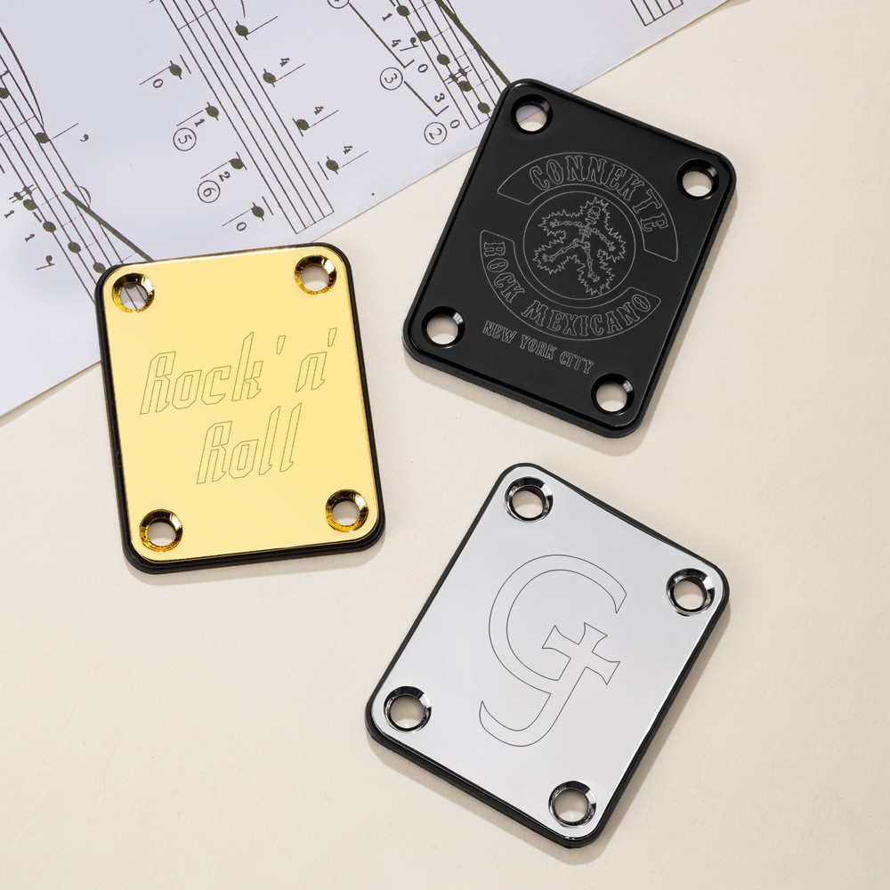 Personalized Engraved Logo Text Guitar Neck Plate Guitar Accessory Daily Use Birthday Gift for Guitarist Guitar Builder