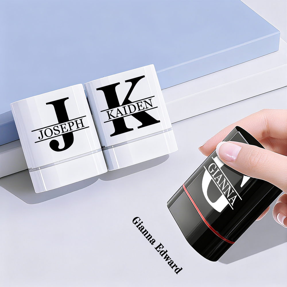 Personalized Simple Initial Name Portable Stamp with Text Daily Use Birthday Gift for Business Partners Friends Family