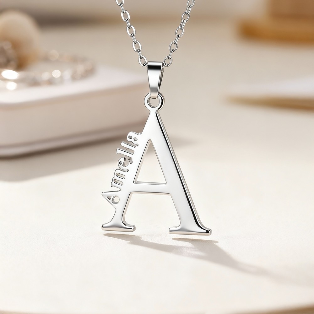 Your Initial, Your Story - Personalized Initial Name Sterling Silver Necklace - Birthday Graduation  Anniversary Gift