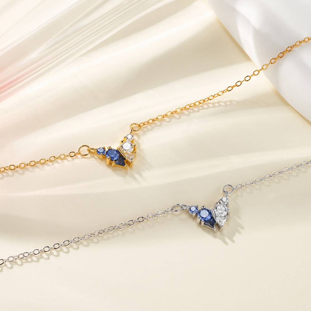 Personalized Butterfly Birthstone Necklace Dainty Jewelry Christmas Birthday Anniversary Gift for Mother Women