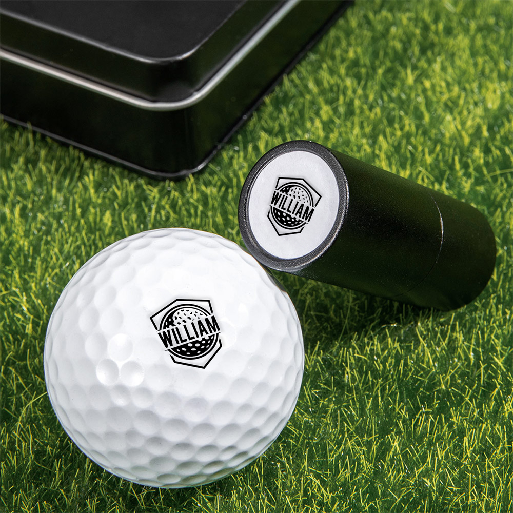Personalized Funny Monogram Golf Ball Stamp with Metal Storage Box and Name or Initial Golf Accessory Birthday Gift for Golfers