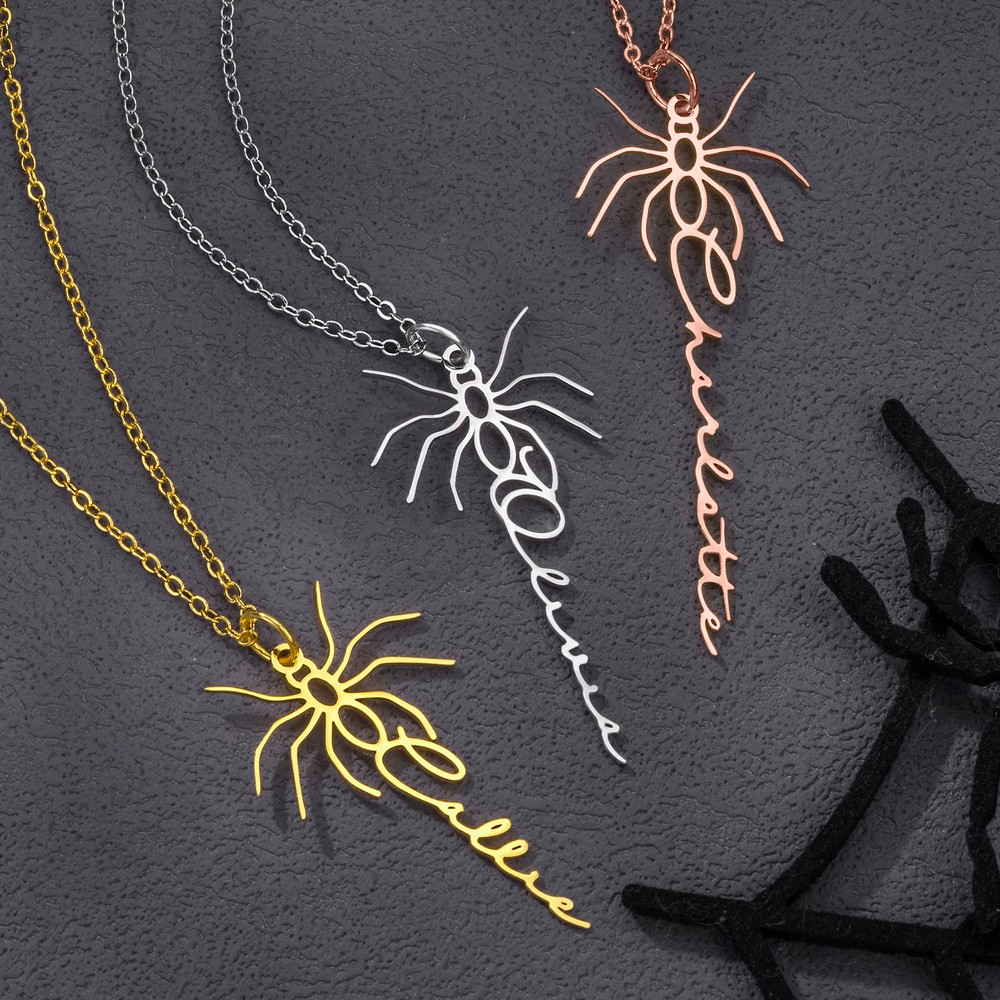 Personalized Spider Name Necklace Dainty Jewelry Daily Wear Anniversary Birthday Gift for Women Girls