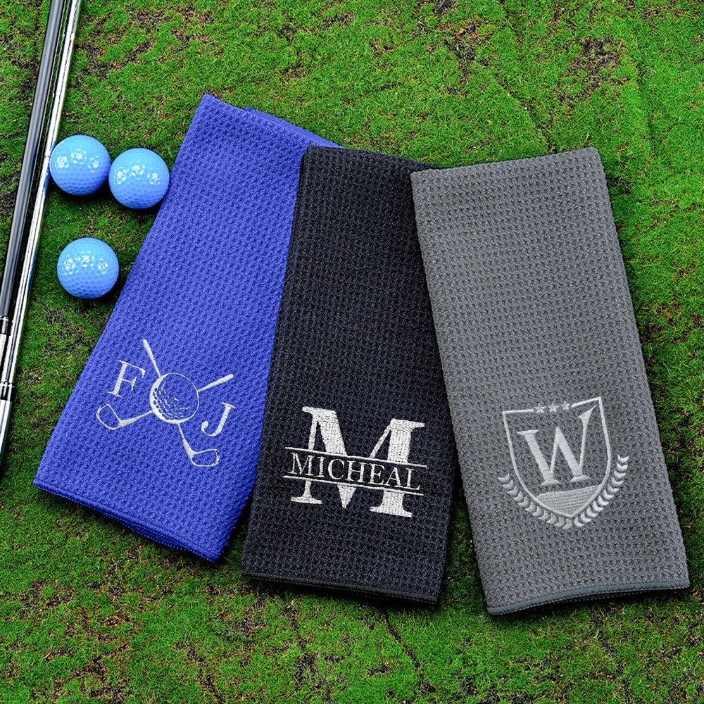 Personalized Embroidered Golf Towel with Name Absorbent Waffle Golf Towel with Clip Gift for Golfer