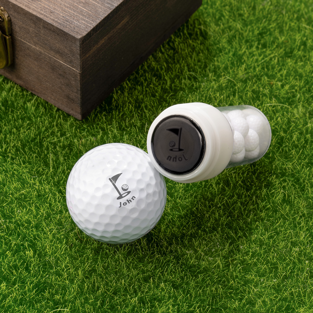 Personalized Golf Elements Monogram Design Golf Ball Stamp with Initial and Wooden Storage Box Golf Accessory Birthday Sports Gift for Golf Players