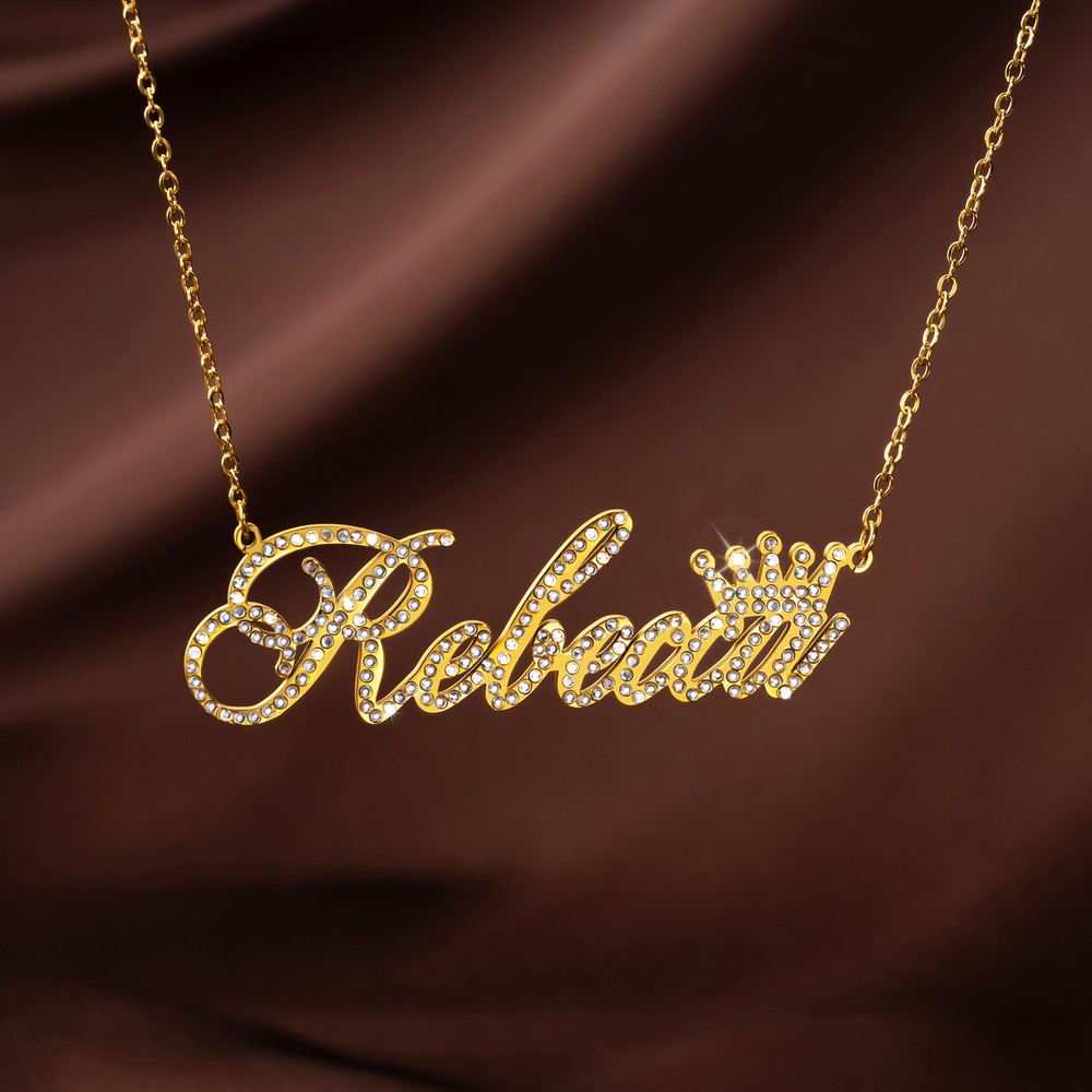 Personalized Bling Name Necklace with Crystal 6 Font Styles Minimalist Jewelry Birthday Anniversary Gift for Her