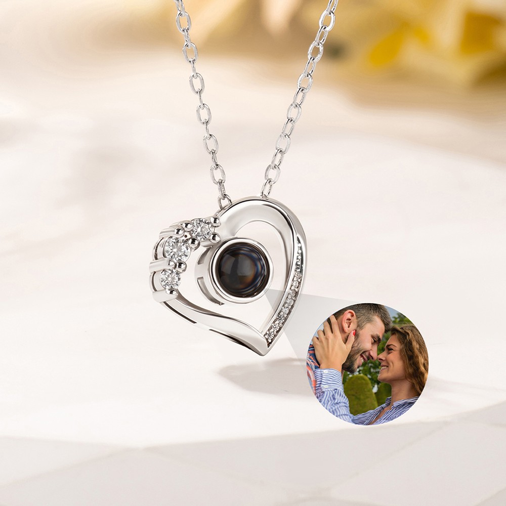 Personalized Photo Projection Necklace Heart Shaped