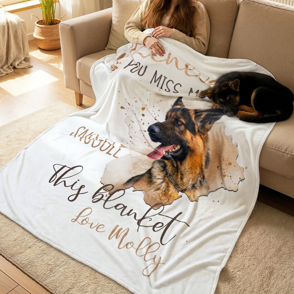 Personalized Pet Photo Memorial Blanket with Name Whenever You Miss Me Soft Throw Gift for Pet Lovers