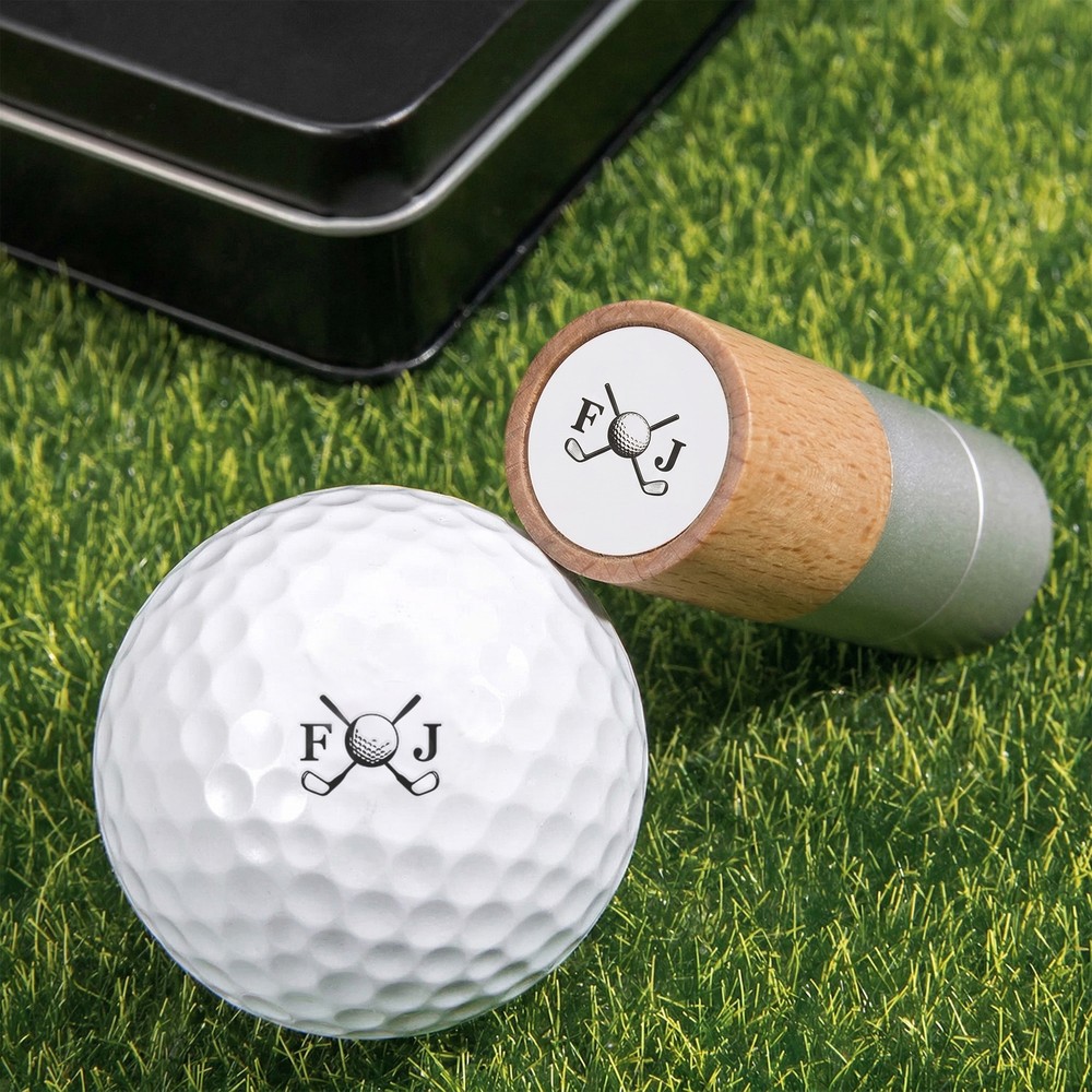 Personalized Golf-Themed Monogram Golf Ball Stamp with Name and Tin Box Golf Club Game Day Birthday Gift for Golf Lovers