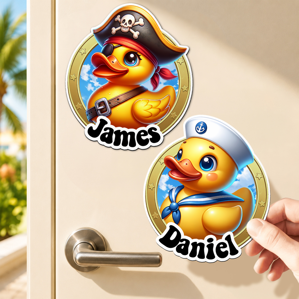 Personalized Cartoon Cruise Rubber Duck Door Magnet with Name  Stateroom Decor Birthday Summer Holiday Gift for Family Friends Cruise Lovers Travelers