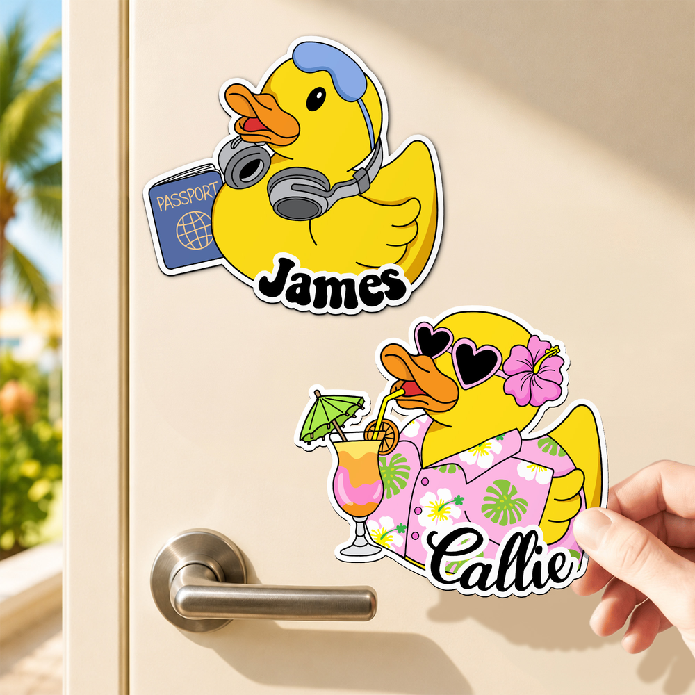 Personalized Cute Cruise Duck Door Magnet with Name Home Decor Birthday Summer Travel Holiday Gift for Family Friends