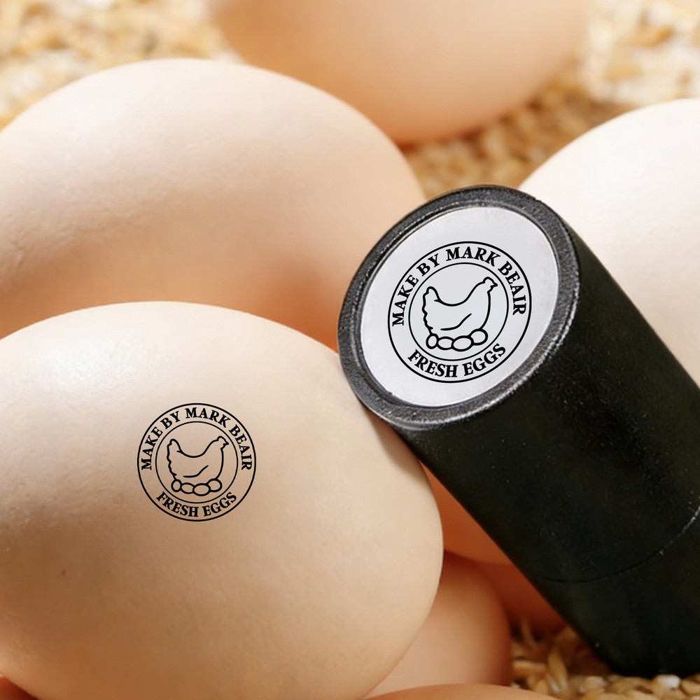 Personalized Chicken Design Name Safe Egg Stamp with Food Grade Ink and Box Birthday Gift for Family Farmer Breeder