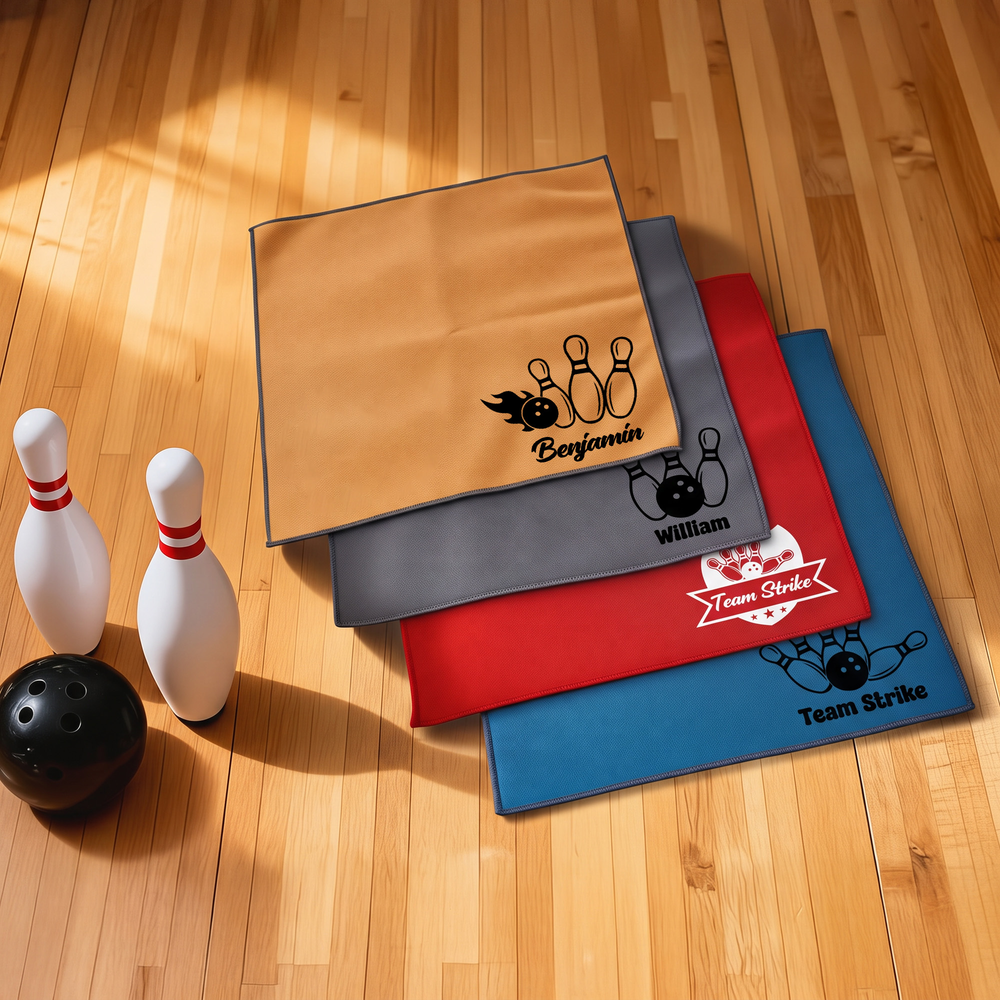 Personalized Bowling Pattern Oil Removal Shammy Bowling Ball Cleaner Cloth with Text Bowling Alley Accessory Birthday Gift for Bowling Player Lover