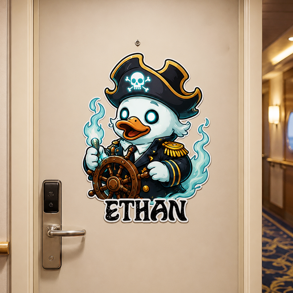 Personalized Cartoon Halloween Cruise Rubber Duck Fridge Magnet with Name Stateroom Decor Halloween Party Gift for Family Friends Travel Lovers