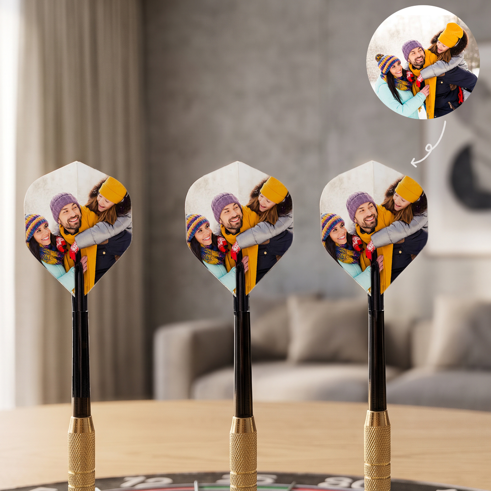 Personalized Set of 3 Photo Dart Flights Set Dart Club Team Game Gift for Darts Enthusiasts Friends