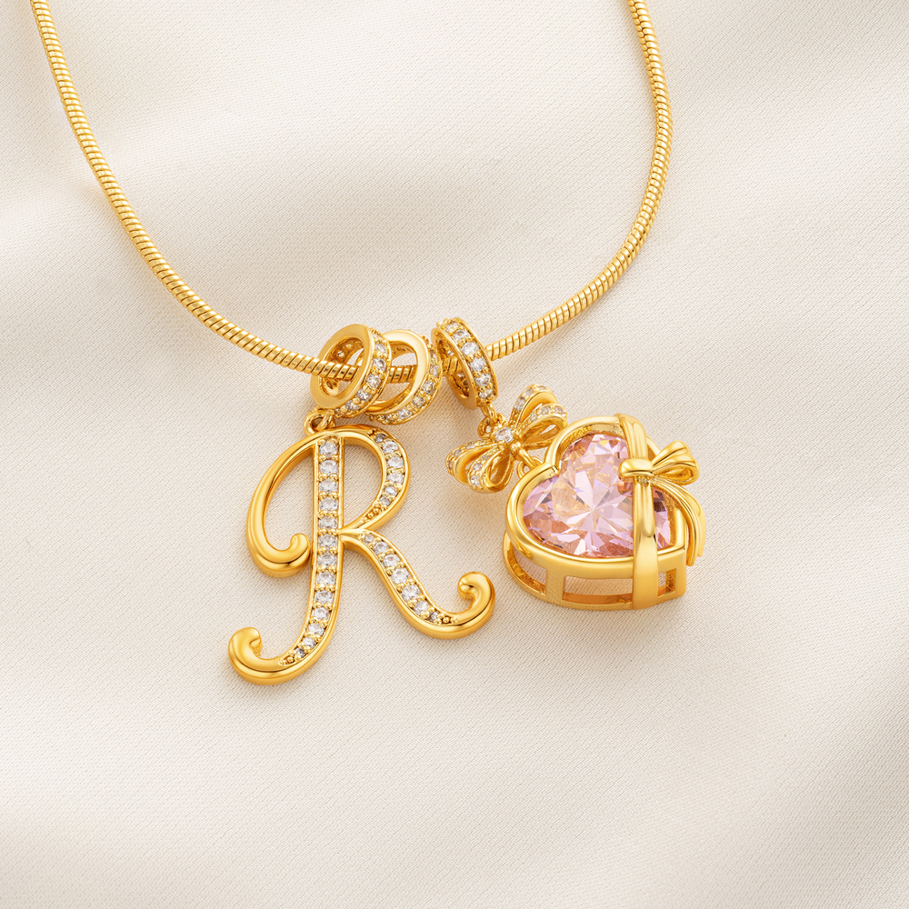 Personalized Heart Birthstone Necklace with Initial Pendant Dainty Jewelry Birthday Anniversary Gift for Woman Girl