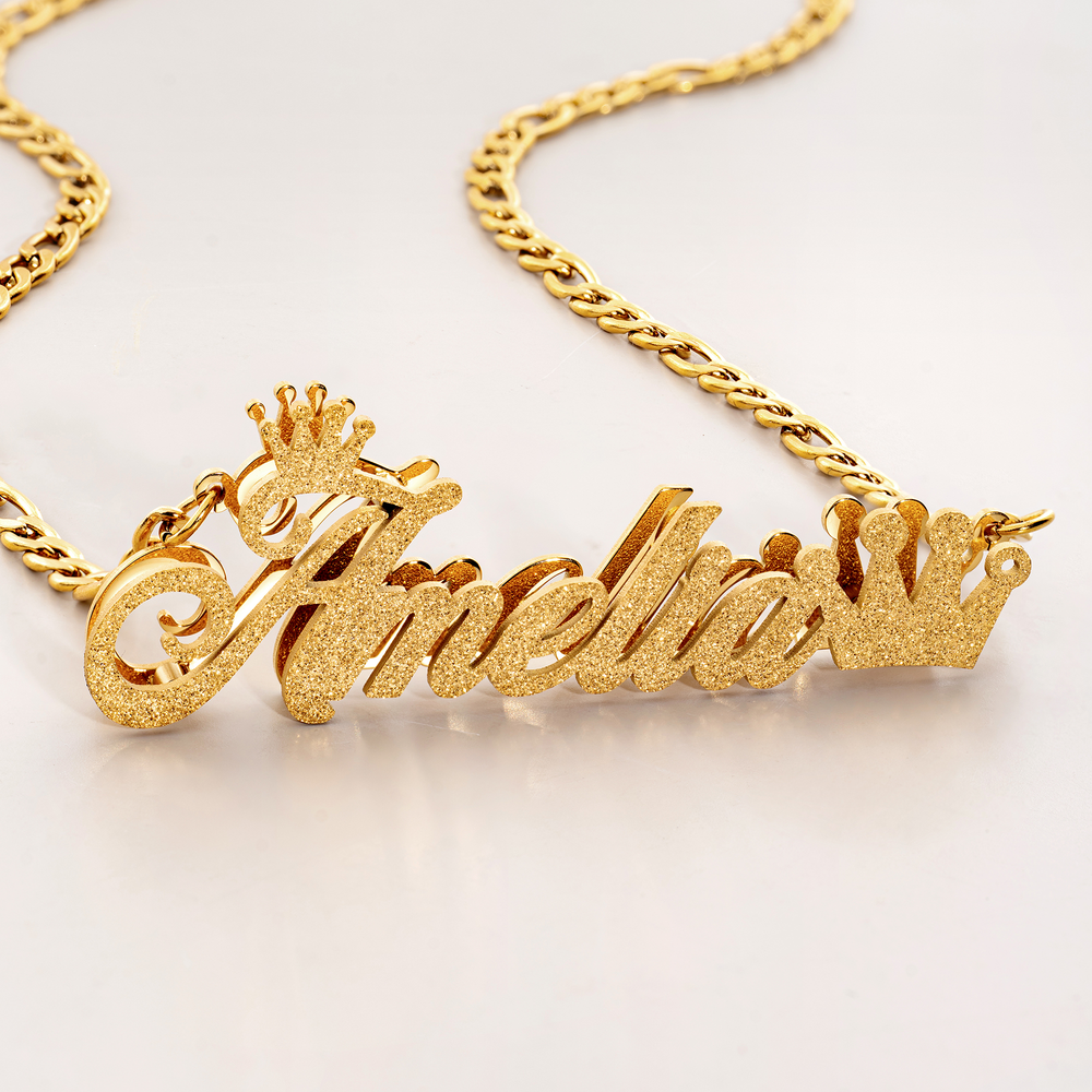 Personalized Gothic Bling Double Layer Crown Name Heart Butterfly Necklace Birthday Party Music Festivals Gift for Women Girls