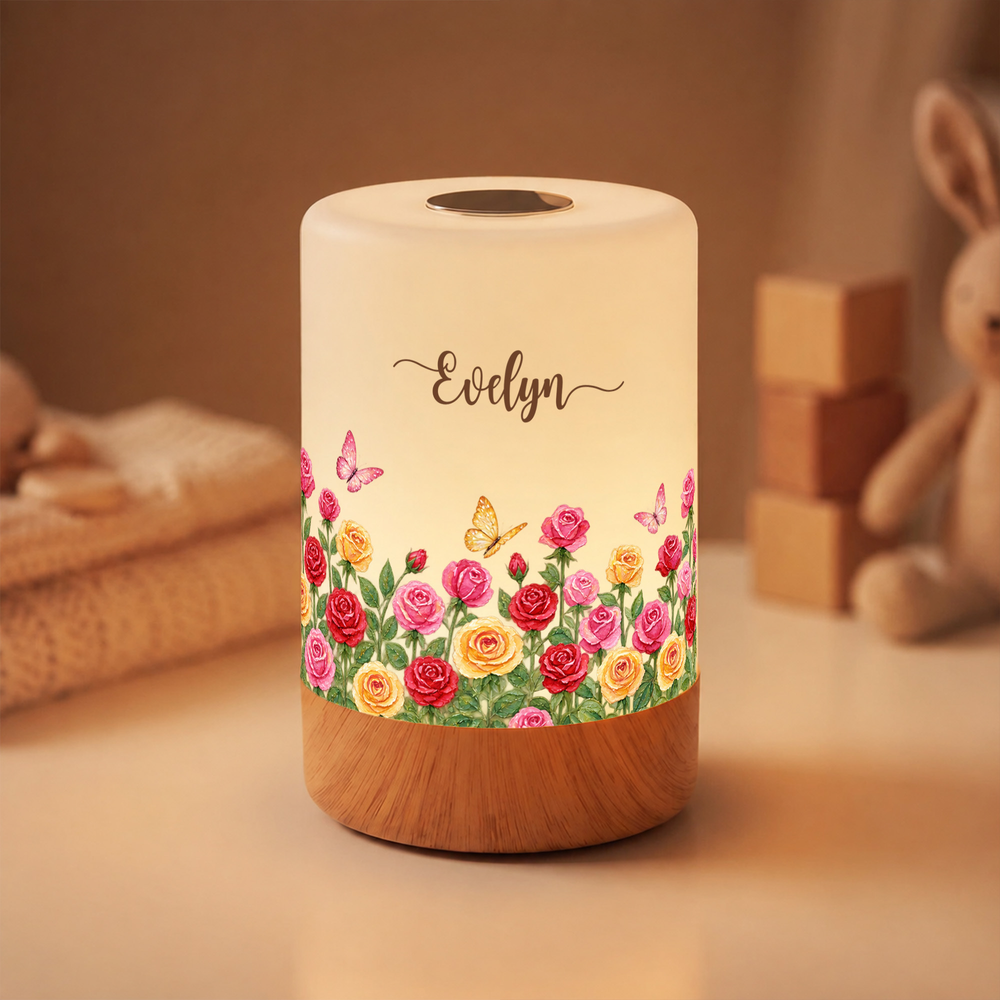 Personalized Birth Flower Dimmable Touch LED Night Light with Name and Remote Control Home Decor Birthday Gift for Family Friend Mom